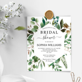 Budget Greenery Foliage Bridal Shower Invitation