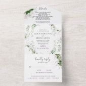 Budget Greenery Foliage Elegant Wedding All In One Uitnodiging (Binnen)
