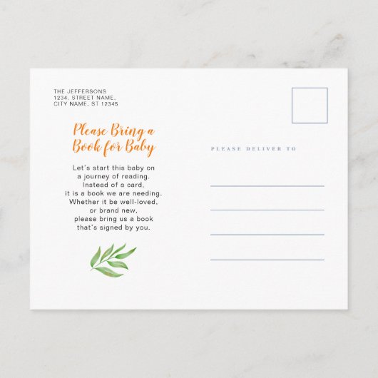 Budget Greenery Foliage Herfst Botanisch Baby show Uitnodiging Briefkaart (Achterkant)