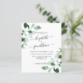 Budget Greenery Foliage Wedding Uitnodiging (Staand voorkant)