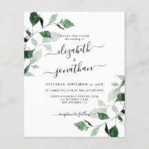 Budget Greenery Foliage Wedding Uitnodiging