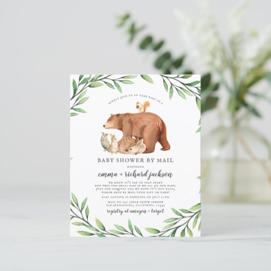 Budget Greenery Forest Animals Baby Shower By Mail (Staand voorkant)