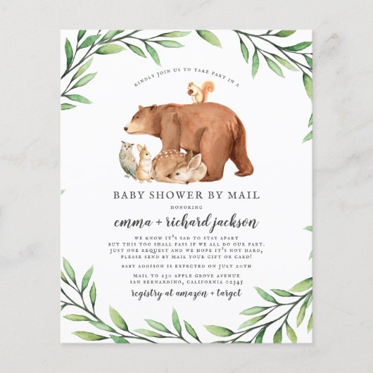Budget Greenery Forest Animals Baby Shower By Mail (Voorkant)