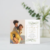 Budget Greenery Foto's Script Wedding Invitation (Staand voorkant)