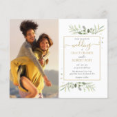 Budget Greenery Foto's Script Wedding Invitation (Voorkant)