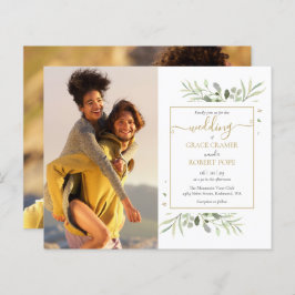 Budget Greenery Foto's Script Wedding Invitation