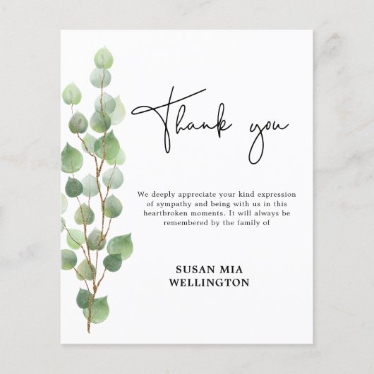 Budget Greenery Funeral Dank u kaart (Voorkant)