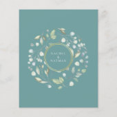 Budget Greenery Garland Gold Wedding Invitation (Achterkant)