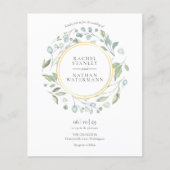 Budget Greenery Garland Gold Wedding Invitation (Voorkant)