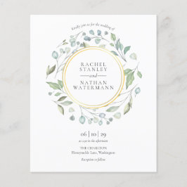 Budget Greenery Garland Gold Wedding Invitation