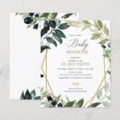 Budget Greenery Geometric Baby shower Invitation (Voorkant / Achterkant)