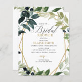 Budget Greenery Geometric Bridal Shower Uitnodigin (Voorkant / Achterkant)
