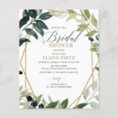 Budget Greenery Geometric Bridal Shower Uitnodigin (Voorkant)