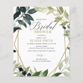 Budget Greenery Geometric Bridal Shower Uitnodigin