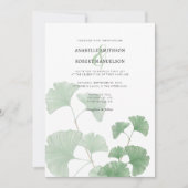 Budget Greenery Ginkgo Tree Waterverf Wedding Kaart (Voorkant)