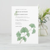 Budget Greenery Ginkgo Tree Waterverf Wedding Kaart (Staand voorkant)