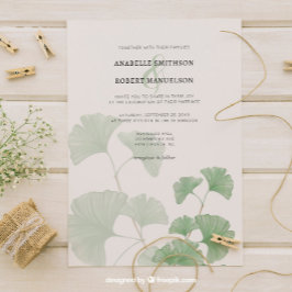 Budget Greenery Ginkgo Tree Waterverf Wedding Kaart