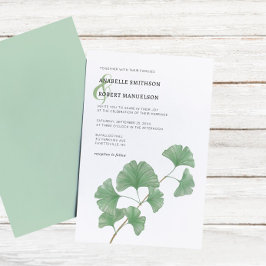 Budget Greenery Ginkgo Tree Waterverf Wedding Kaart