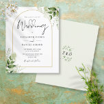 Budget Greenery Gold Arch Wedding Invitation<br><div class="desc">Deze budgettaire elegante botanische groen verlaat de trouwuitnodiging kan worden gepersonaliseerd met je informatie in de chemische typografie met je monogram initialen op de achterkant. Ontworpen door: Thisnotme©</div>