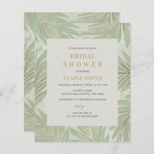 Budget Greenery Gold Bridal Shower (Voorkant / Achterkant)