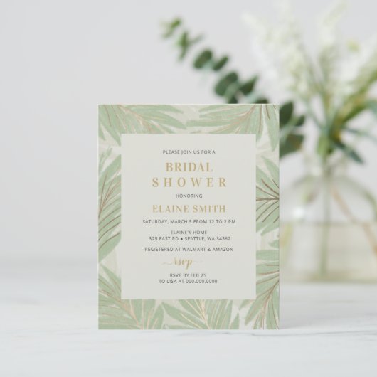 Budget Greenery Gold Bridal Shower (Staand voorkant)