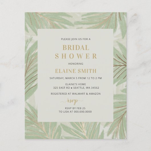 Budget Greenery Gold Bridal Shower (Voorkant)