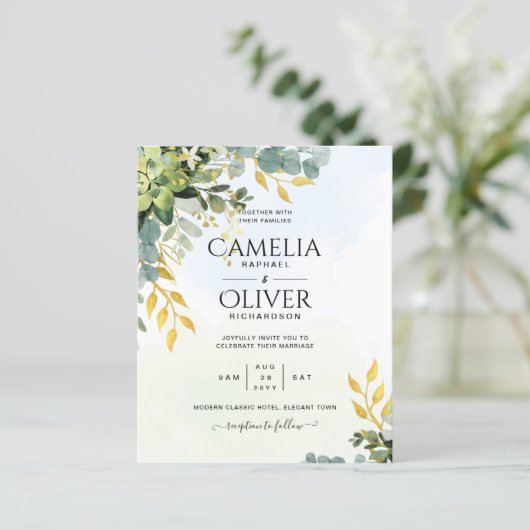 BUDGET Greenery Gold Eucalyptus Leaves Wedding (Staand voorkant)