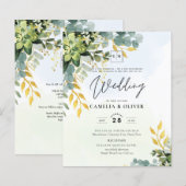 BUDGET Greenery Gold Eucalyptus Leaves Wedding (Voorkant / Achterkant)