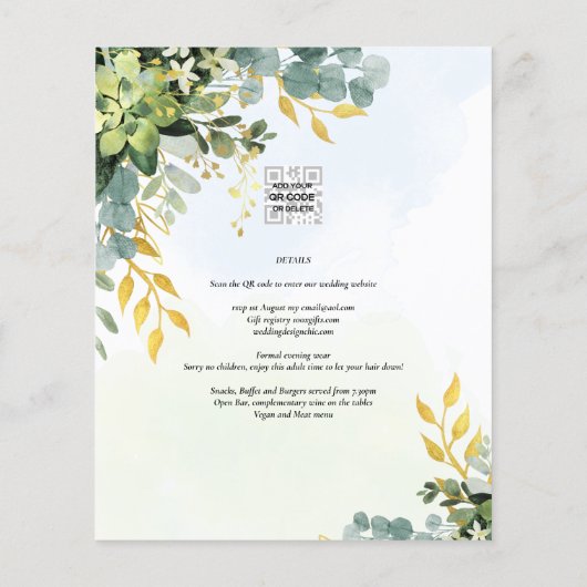 BUDGET Greenery Gold Eucalyptus Leaves Wedding (Achterkant)