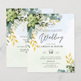 BUDGET Greenery Gold Eucalyptus Leaves Wedding