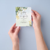 BUDGET Greenery Gold Eucalyptus Leaves Wedding Flyer (Hand)