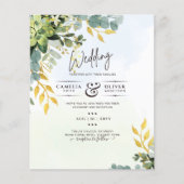 BUDGET Greenery Gold Eucalyptus Leaves Wedding Flyer (Voorkant)