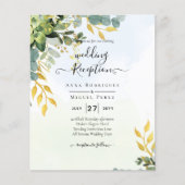 BUDGET Greenery Gold Eucalyptus Leaves Wedding Flyer (Voorkant)