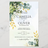BUDGET Greenery Gold Eucalyptus Leaves Wedding Flyer (Voorkant)