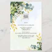 BUDGET Greenery Gold Eucalyptus Leaves Wedding Flyer (Achterkant)