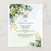 BUDGET Greenery Gold Eucalyptus Leaves Wedding Flyer (Achterkant)