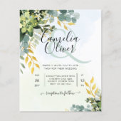 BUDGET Greenery Gold Eucalyptus Leaves Wedding Flyer (Voorkant)