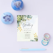 BUDGET Greenery Gold Eucalyptus Leaves Wedding Flyer (Enkel)