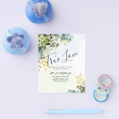 BUDGET Greenery Gold Eucalyptus Leaves Wedding Flyer (Enkel)