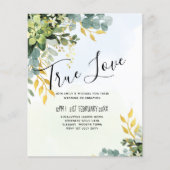 BUDGET Greenery Gold Eucalyptus Leaves Wedding Flyer (Voorkant)