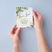 BUDGET Greenery Gold Eucalyptus Leaves Wedding Flyer (Hand)