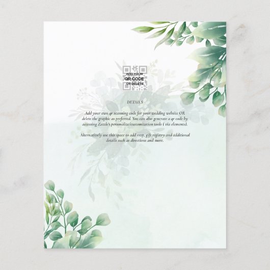 BUDGET Greenery Gold Eucalyptus VRIJGEZELLENFEEST Flyer (Achterkant)