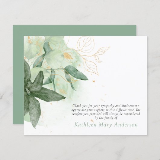 Budget Greenery Gold Funeral Hartelijk dank (Voorkant / Achterkant)