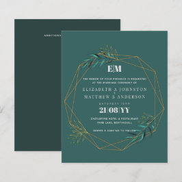 Budget Greenery Gold Geometric Wedding nodigt uit