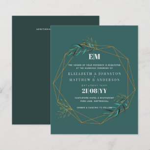 Budget Greenery Gold Geometric Wedding nodigt uit