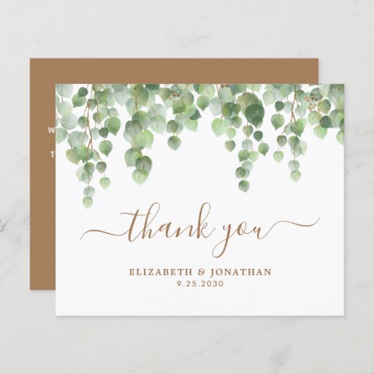 Budget Greenery Gold Script Weduwen Dank u (Voorkant / Achterkant)