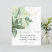 Budget Greenery Gold Wedding Mimosa Bar Sign (Staand voorkant)
