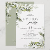 Budget Greenery Holiday Party Uitnodiging Briefpapier (Voorkant / Achterkant)