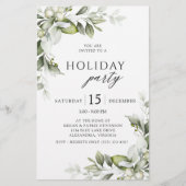 Budget Greenery Holiday Party Uitnodiging Briefpapier (Voorkant)