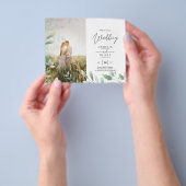 BUDGET Greenery laat foto's overlay bruiloft QR Flyer (Hand)